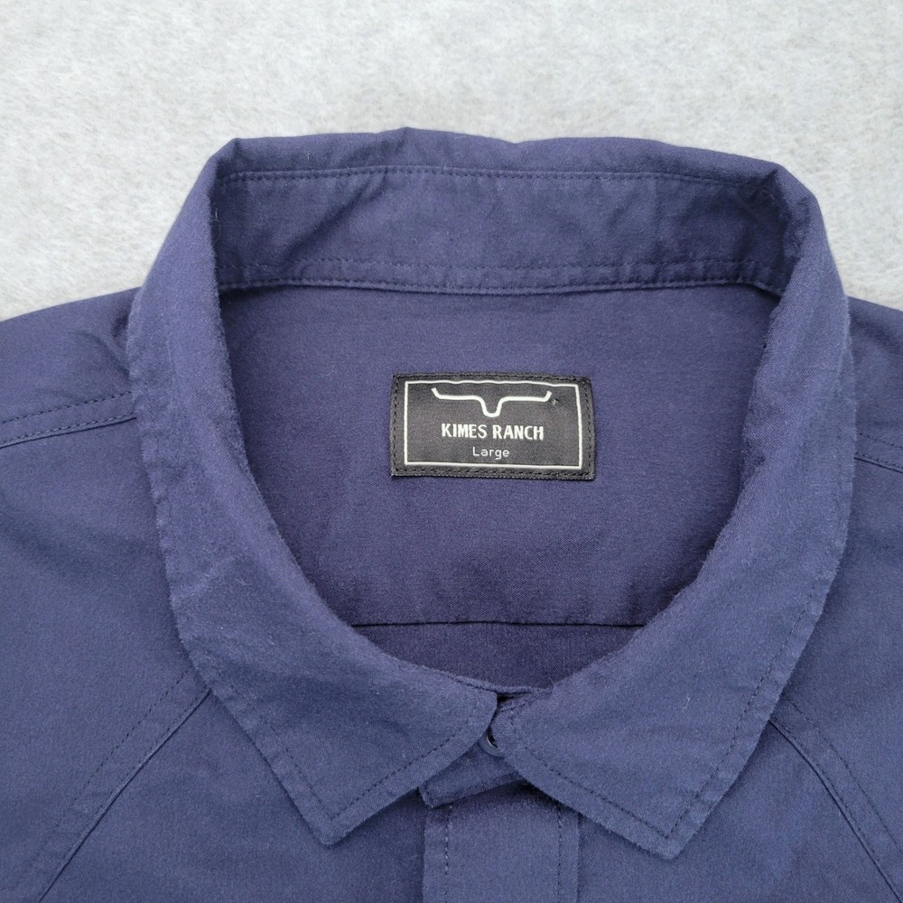 Kimes Ranch Western Blackout Snap Shirt Mens L Navy Coolmax Stretch Long Sleeve - Picture 2 of 14